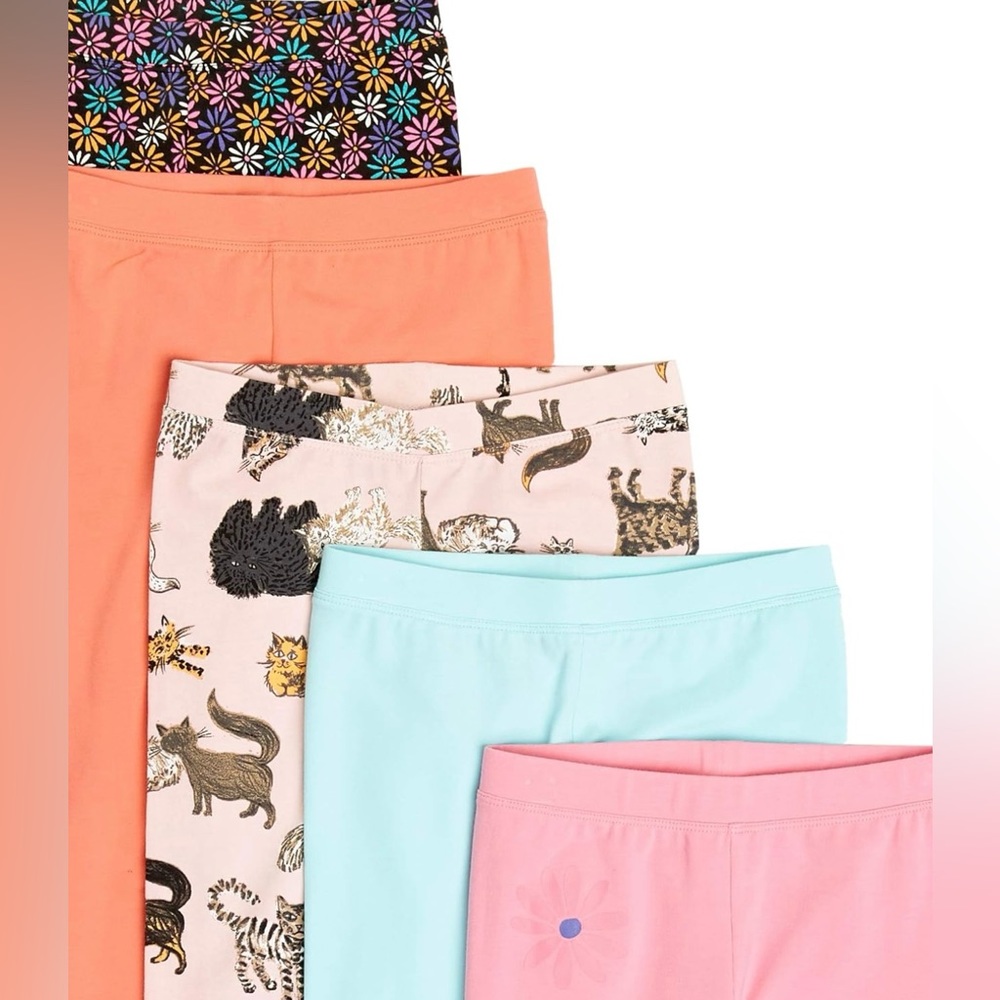 5 Pack Girls Assorted Leggings Large - Picture 3 of 7